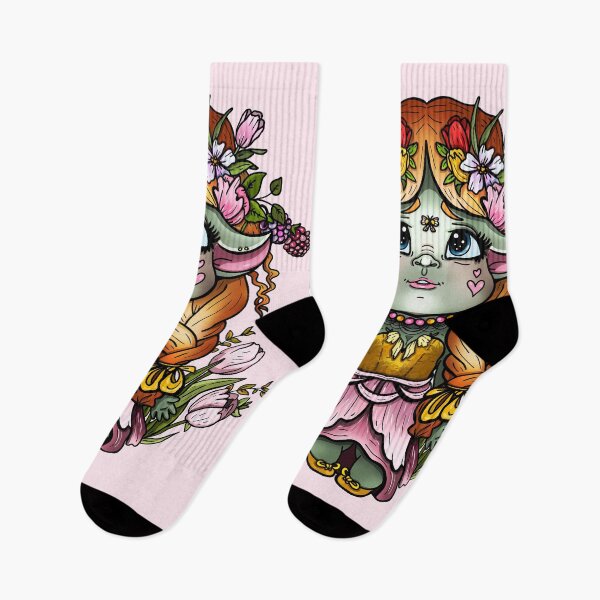 Item preview, Fairytale character, flower troll in dress, with long pigtails and flower wreath. designed and sold by LaraCoolart.