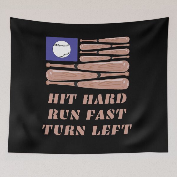 Item preview, Hit Hard Run Fast Turn Left Baseball Bat American Flag designed and sold by liftdesign.
