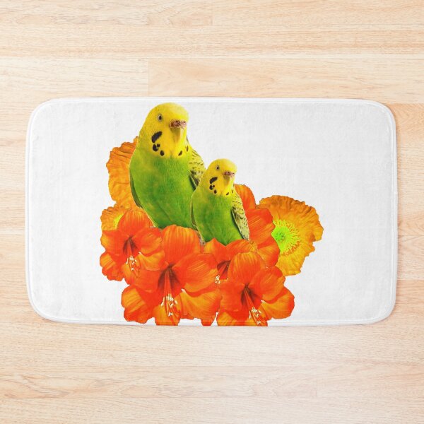 Item preview,  TROPICAL FLOWERS GREEN-YELLOW PARAKEETS designed and sold by sharlesart.
