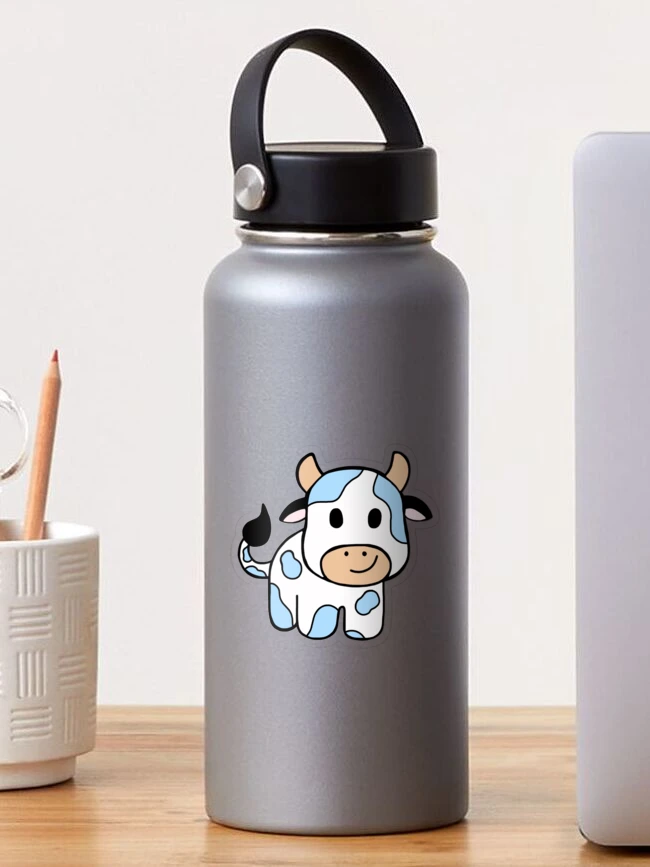 Baby Blue Cow Print Pattern Water Bottle by Kate and Company