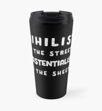 Nihilist in den Straßen, Existentialist im Blatt-T-Shirt Thermobecher