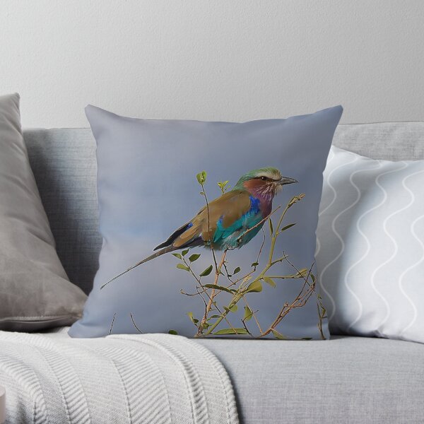 Lilac Breasted Roller Botswana Throw Pillow