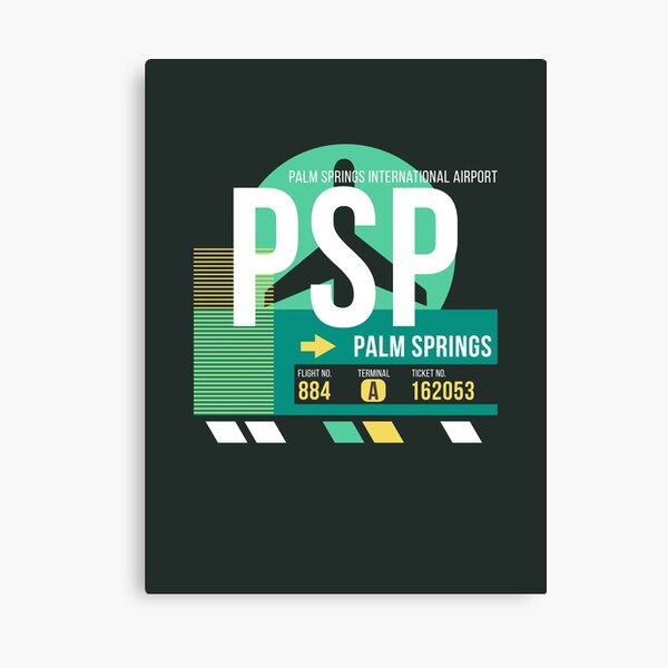 Palm Springs (PSP) Airport Code Baggage Tag Canvas Print