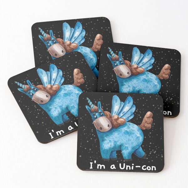 Item preview, Funny Cute Blue Unicorn Donkey Watercolor Magical Unicorn designed and sold by Sujitra  Romyen.