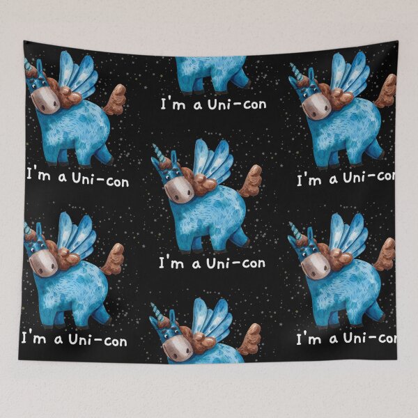 Item preview, Funny Cute Blue Unicorn Donkey Watercolor Magical Unicorn designed and sold by Sujitra  Romyen.