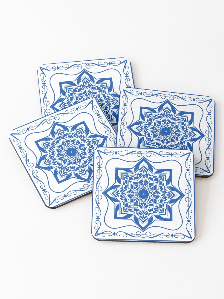 Spanish Vintage Tile Pattern Coasters (Set of 4) for Sale by  QuirkyTrinkets