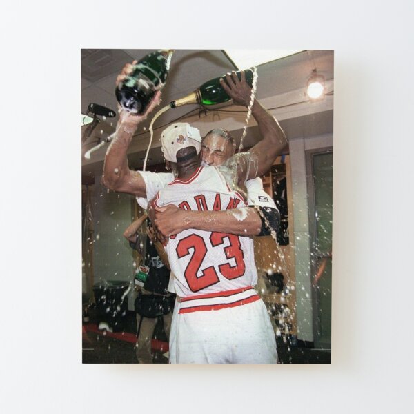 Michael Jordan et le champagne Impression montée sur bois