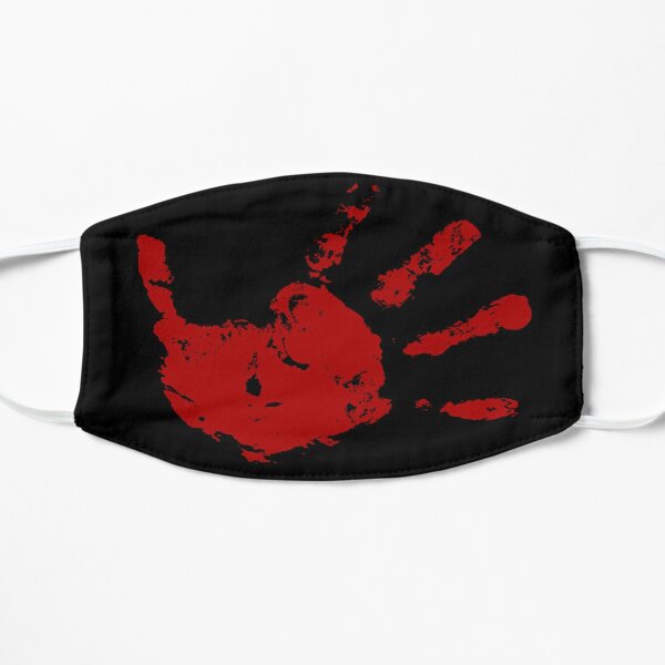 mask with red handprint