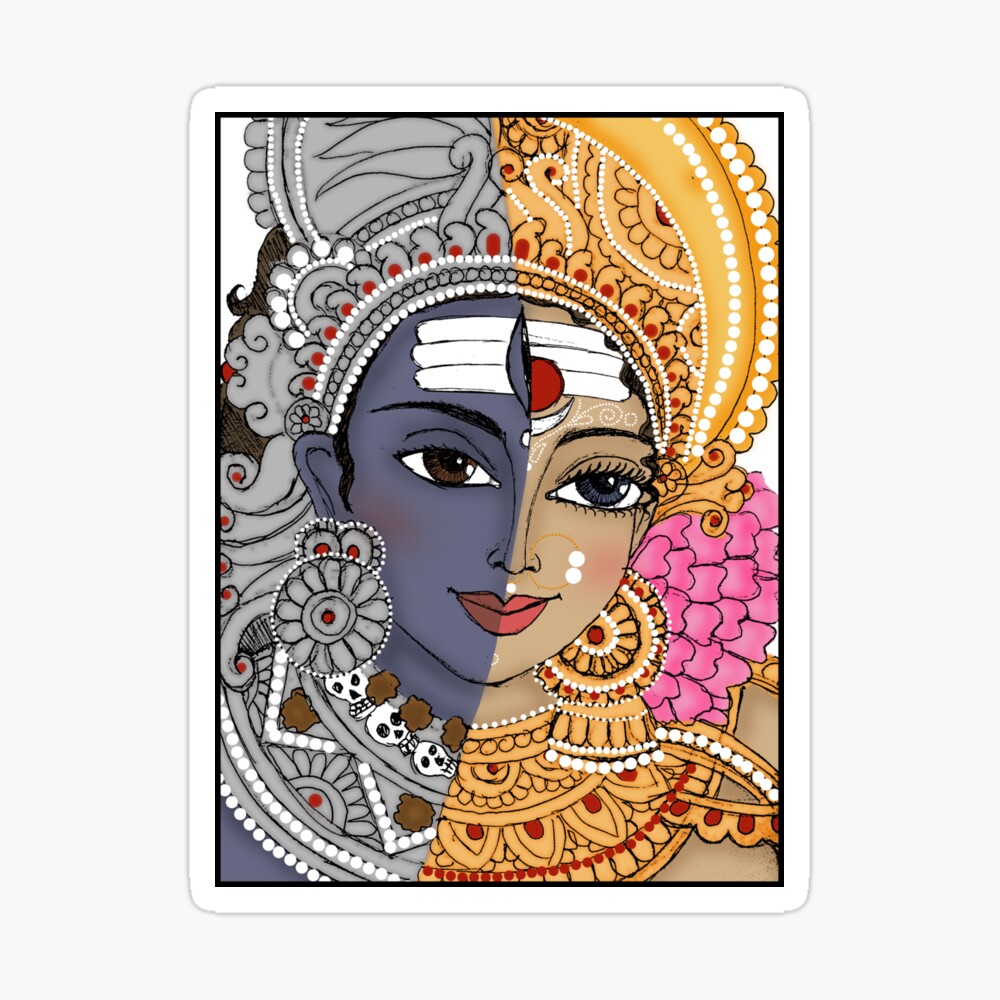 Shiv Shakti  Water And Pencil Color  Samata Ghosh  Exotic India Art