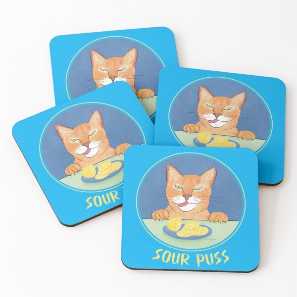 Item preview, Sour Puss – Funny illustration of a cat’s reaction to tasting a lemon designed and sold by Crystal Raymond.