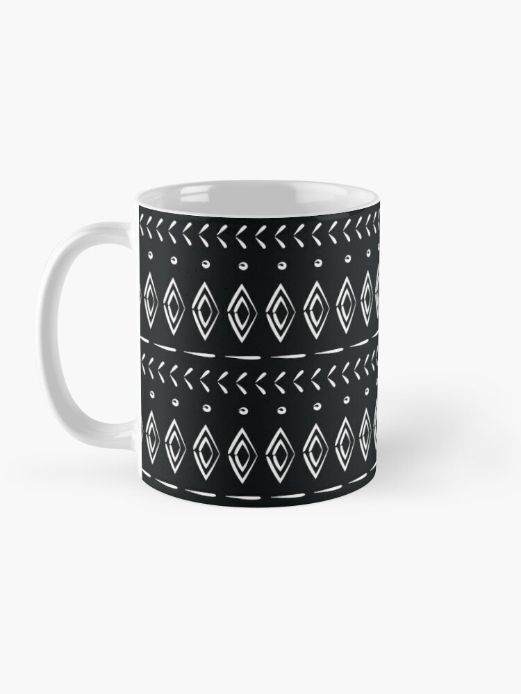 Black White Mug Line Diamond Shape Custom Unique Ceramic Coffee