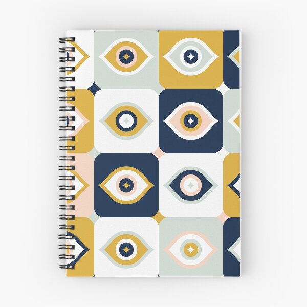 Item preview, Checkered Retro Eyes – Ochre, Mint & Navy designed and sold by Cat Coquillette.