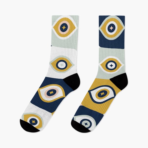 Item preview, Checkered Retro Eyes – Ochre, Mint & Navy designed and sold by Cat Coquillette.