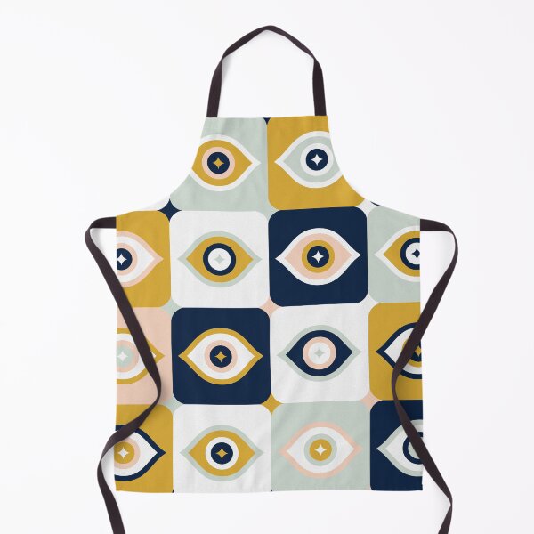 Item preview, Checkered Retro Eyes – Ochre, Mint & Navy designed and sold by Cat Coquillette.