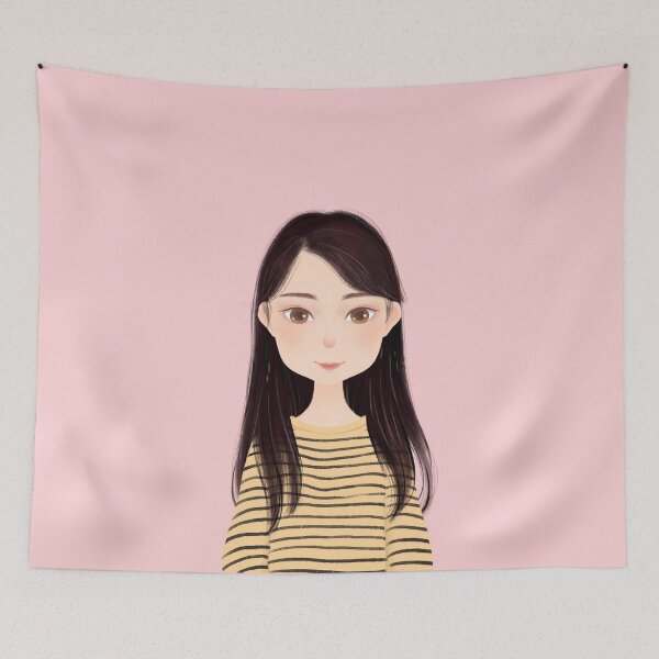 Item preview, Beautiful girl drawing with cluttered loose hair and striped jersey designed and sold by chicsignzodiac.