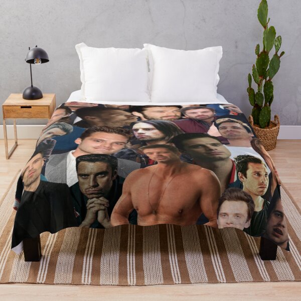 Sebastian Stan photo collage Throw Blanket