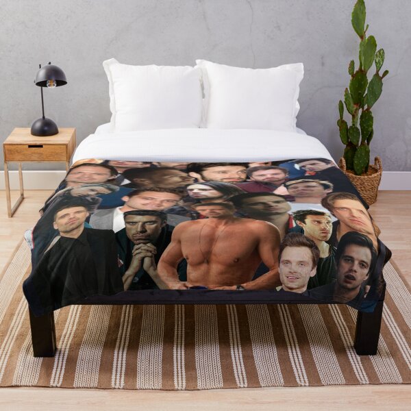 Sebastian Stan photo collage Throw Blanket