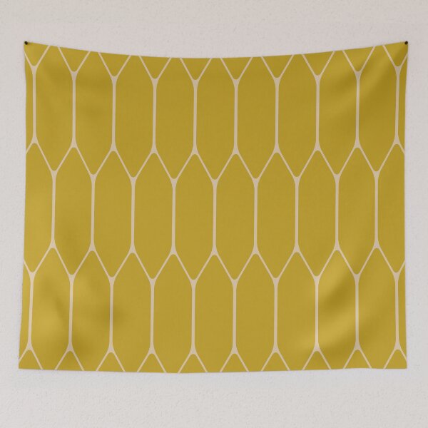 Item preview, Long Honeycomb Minimalist Geometric Pattern in Mid Mod Mustard and Beige designed and sold by kierkegaard.