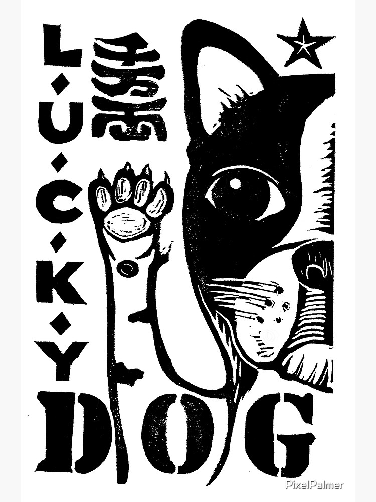 "Lucky Dog original linocut design and print" Photographic Print by
