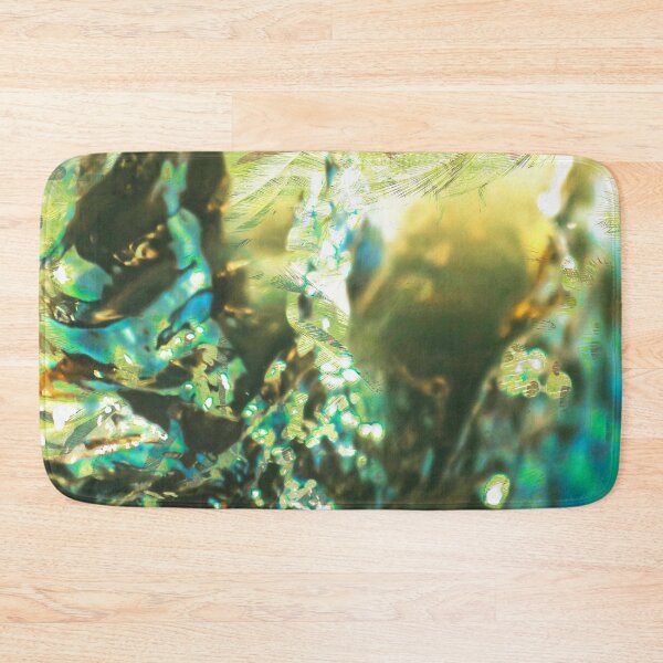 Item preview, Nacre abstract green ocean, monstrera plant, palm trees, collage designed and sold by marina ralston.
