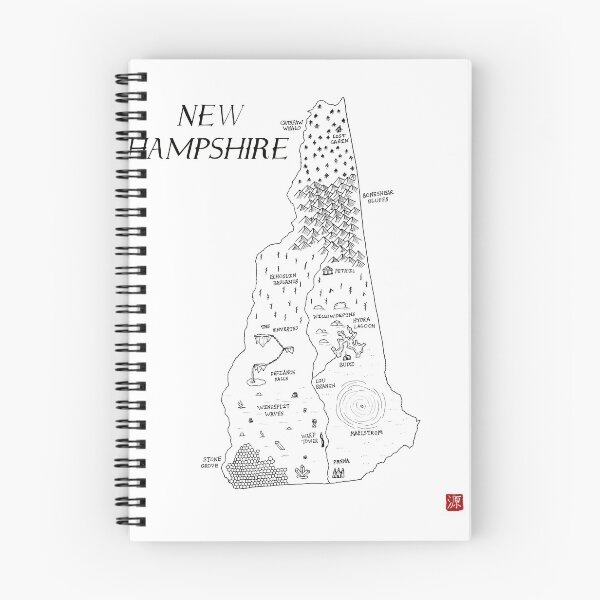Item preview, New Hampshire as a fantasy map - black and white designed and sold by aldayuan.