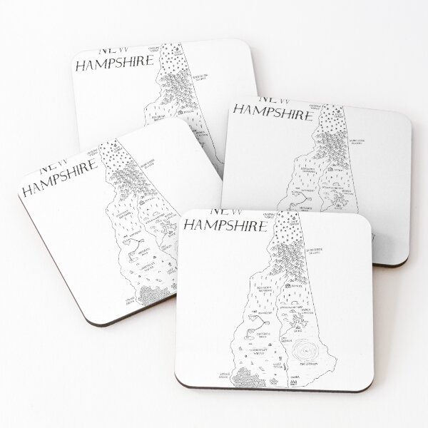 Item preview, New Hampshire as a fantasy map - black and white designed and sold by aldayuan.