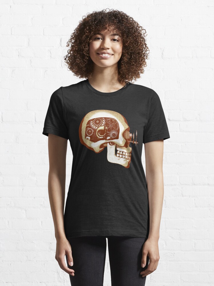 Alternate view of Vintage Steampunk Automaton Skull #1C Essential T-Shirt