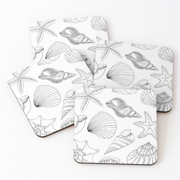 Item preview, Ocean Seashells Pattern Black and White designed and sold by Susan-Miller.