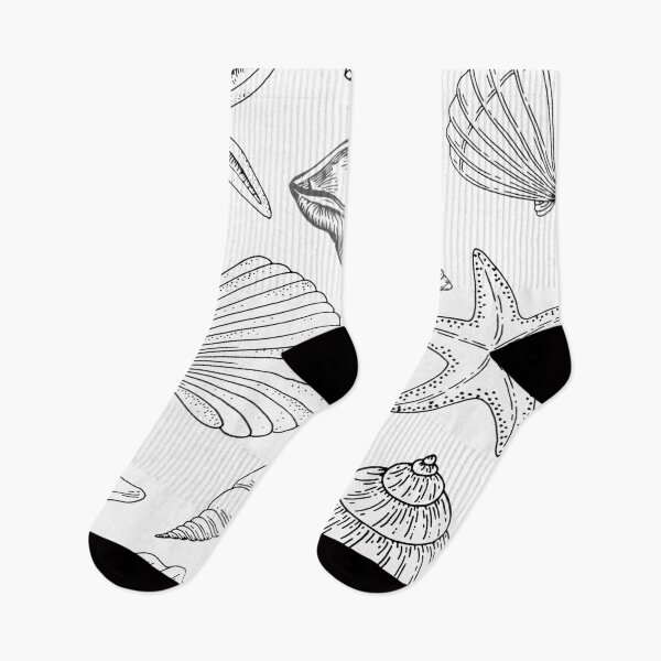 Item preview, Ocean Seashells Pattern Black and White designed and sold by Susan-Miller.