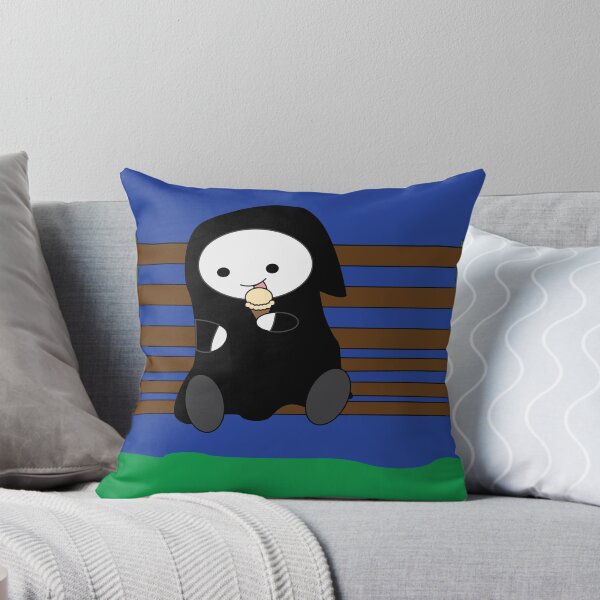 Item preview, Cute Grim Reaper Eating Ice Cream on Bench designed and sold by ValeriesGallery.