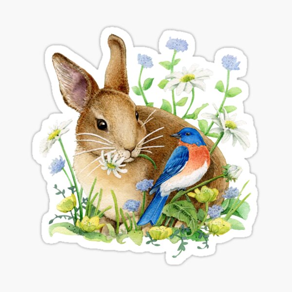 Bunny and Bluebird Sticker