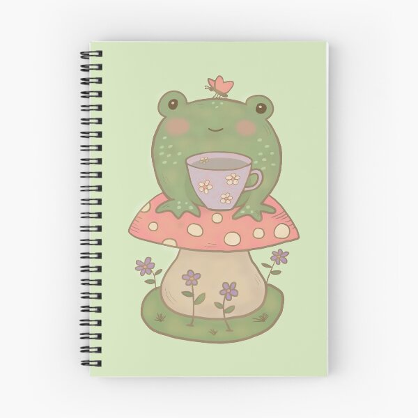 Item preview, Cute Cottagecore Frog on Mushroom With Tea Cup designed and sold by GrimButterfly.