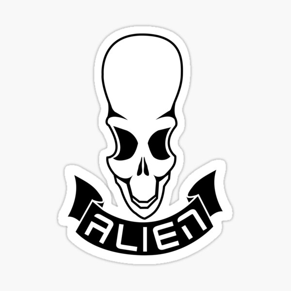 Alien Skull Patch Sticker For Sale By Alienstickers Redbubble 