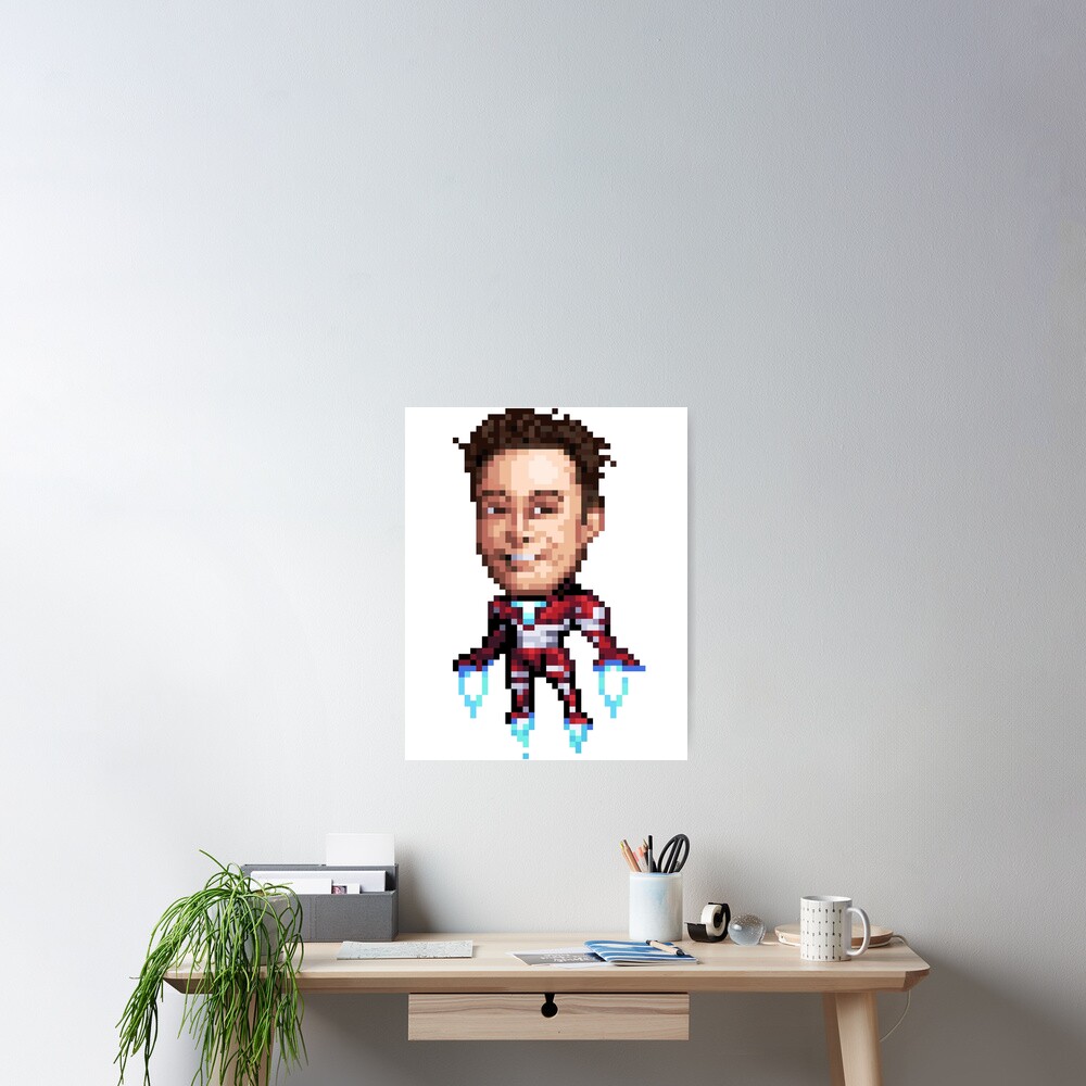 "Pixel Art Elon Musk Shirt" Poster by pixel-art-shirt | Redbubble