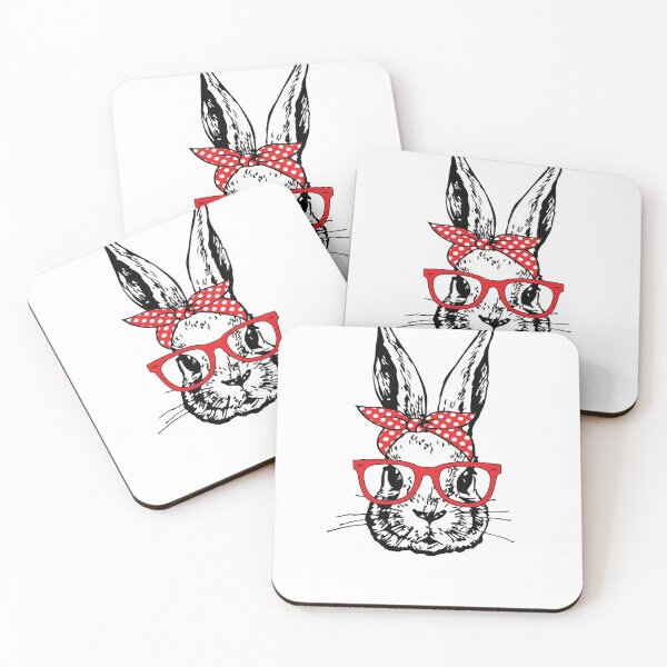 Item preview, Cute Bunny Rabbit with Red Glasses and Bandana Head Bow  designed and sold by Rabbitti.