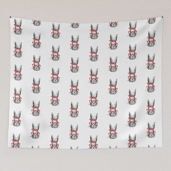 Item preview, Cute Bunny Rabbit with Red Glasses and Bandana Head Bow  designed and sold by Rabbitti.