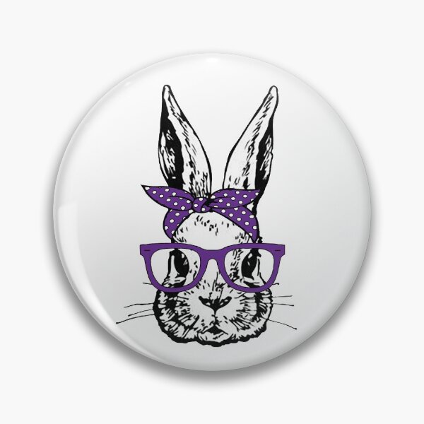 Item preview, Cute Bunny Rabbit with Purple Glasses and Bandana Head Bow  designed and sold by Rabbitti.