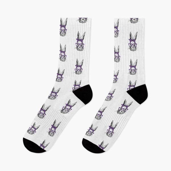 Item preview, Cute Bunny Rabbit with Purple Glasses and Bandana Head Bow  designed and sold by Rabbitti.