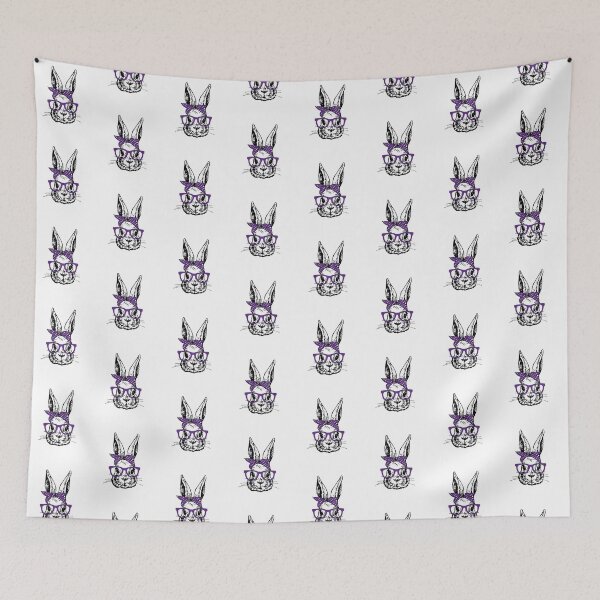 Item preview, Cute Bunny Rabbit with Purple Glasses and Bandana Head Bow  designed and sold by Rabbitti.