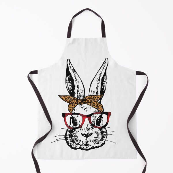 Item preview, Cute Bunny Rabbit with Red Plaid Glasses and Leopard Print Bandana Head Bow designed and sold by Rabbitti.