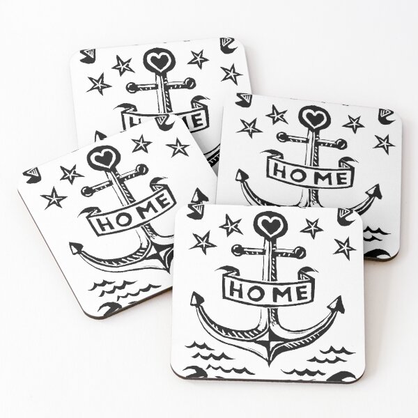 Item preview, Anchored at HOME in Rhode Island - original linocut design and print designed and sold by PixelPalmer.