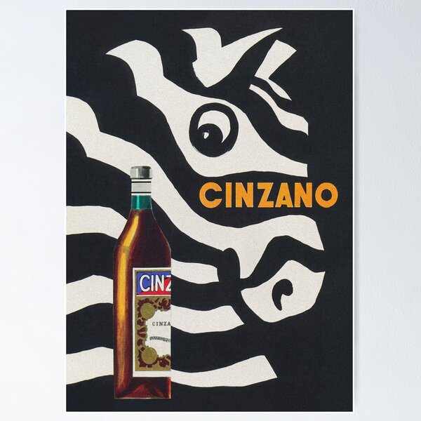 Item preview, Zebra, Black and White Vintage Beverage Poster designed and sold by vintagevivian.