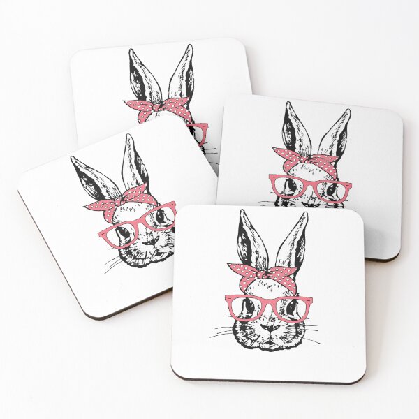 Item preview, Cute Bunny Rabbit with Pink Glasses and Bandana Head Bow  designed and sold by Rabbitti.