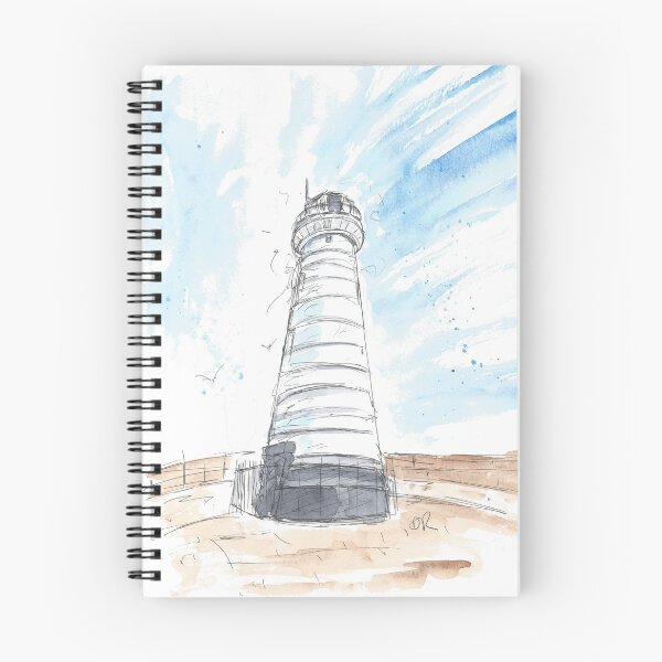 Item preview, Donaghadee Lighthouse low angle pen illustration designed and sold by DebTheZeb.