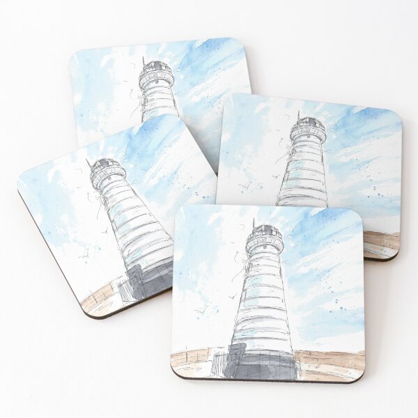 Item preview, Donaghadee Lighthouse low angle pen illustration designed and sold by DebTheZeb.