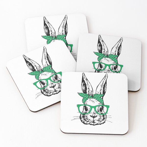 Item preview, Cute Bunny Rabbit with Green Glasses and Bandana Head Bow  designed and sold by Rabbitti.