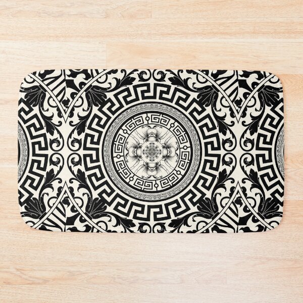 Item preview, Ornate Baroque Black Cream Meander Greek Key designed and sold by Yiorgos Designs.