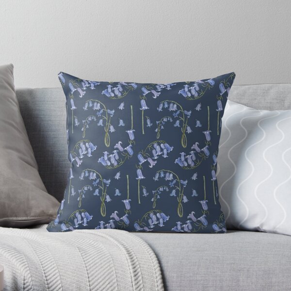 Bluebell Watercolour Illustration Repeat Pattern Throw Pillow