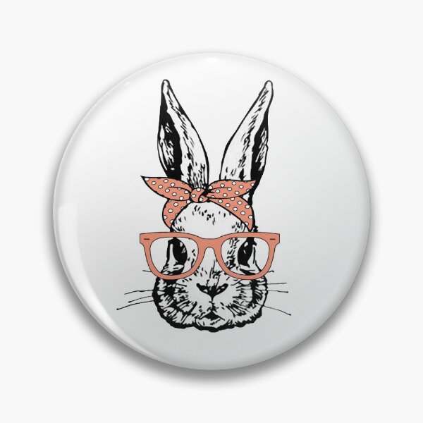Item preview, Cute Bunny Rabbit with Peach Glasses and Bandana Head Bow  designed and sold by Rabbitti.