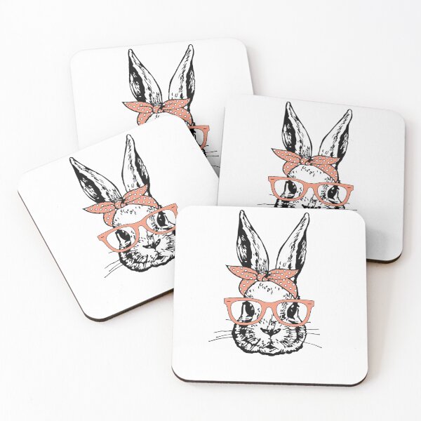 Item preview, Cute Bunny Rabbit with Peach Glasses and Bandana Head Bow  designed and sold by Rabbitti.